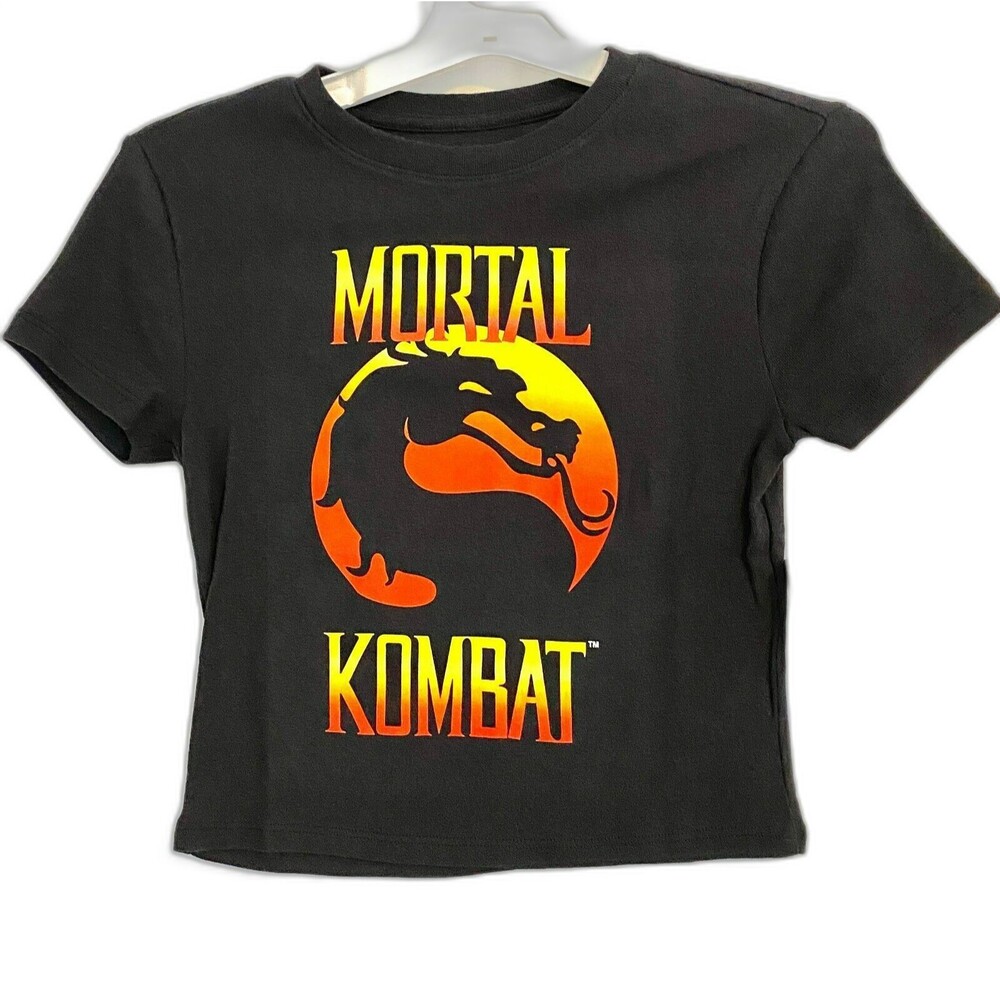 Mortal Kombat Klassic Forever 21 Cropped Hem Logo Baby Tee Shirt - Junior XS (1)